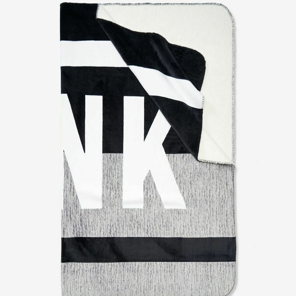 PINK Victoria's Secret Other - VS PINK Sherpa Fleece Blanket Gray Black White
